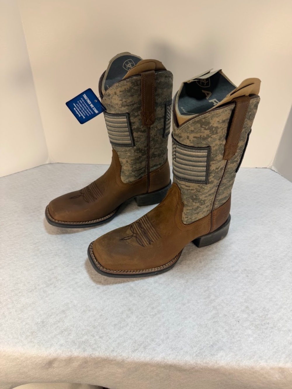Ariat Sport Patriot Western Boots Men's 7.5 D Brown Camo Flag 10023359 NWT
